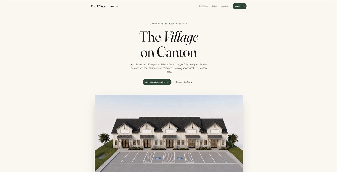 The Village on Canton commercial property website built by Dominguez Web Builders, Edinburg TX